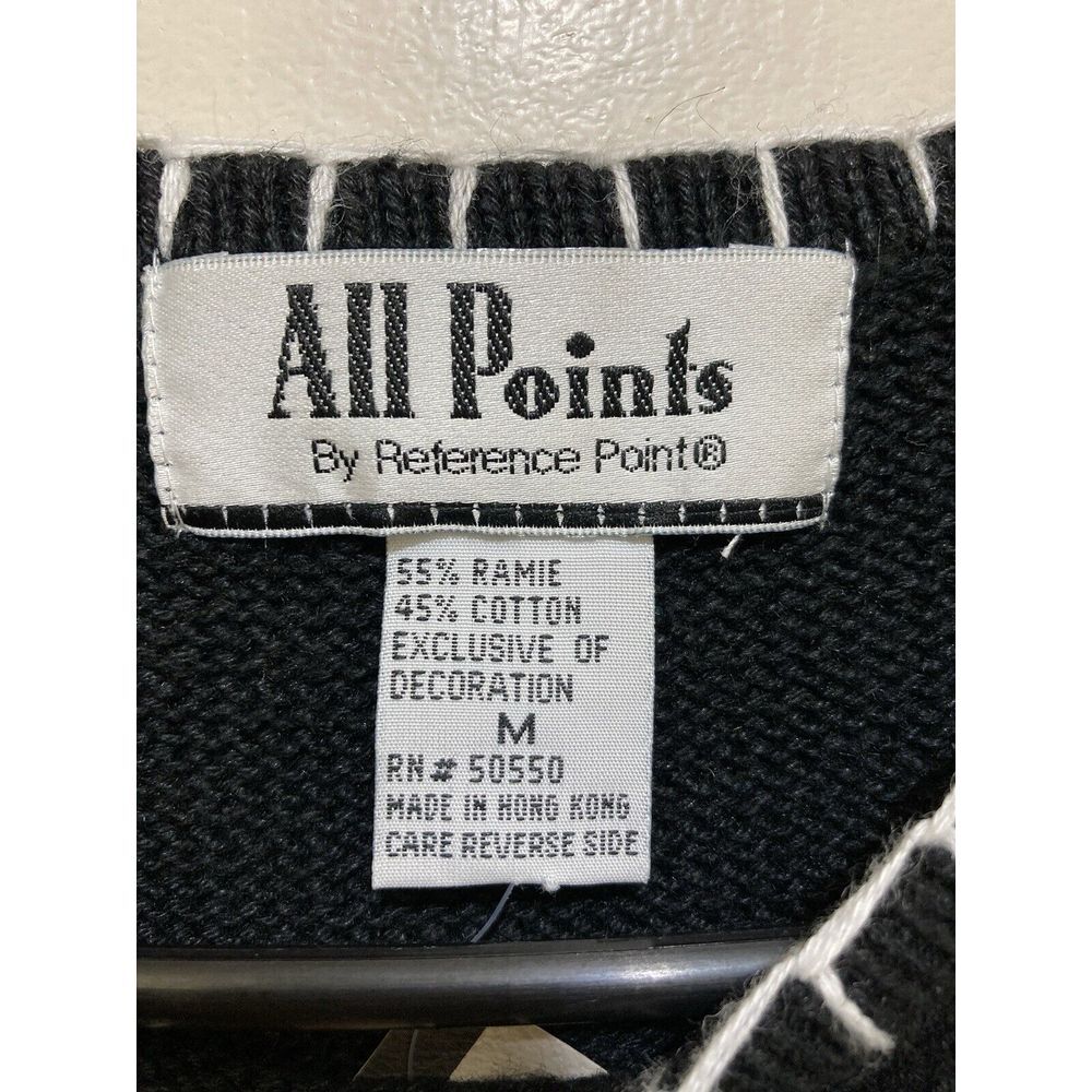 All Points‎ Reference Point Women M Sweater Vest Daisy Flower Embroidery Black - Picture 4 of 9